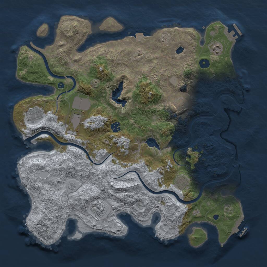 Rust Map: Procedural Map, Size: 4000, Seed: 18212391, 14 Monuments