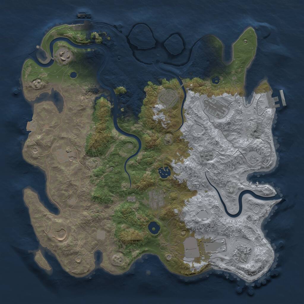 Rust Map: Procedural Map, Size: 3800, Seed: 554563733, 16 Monuments