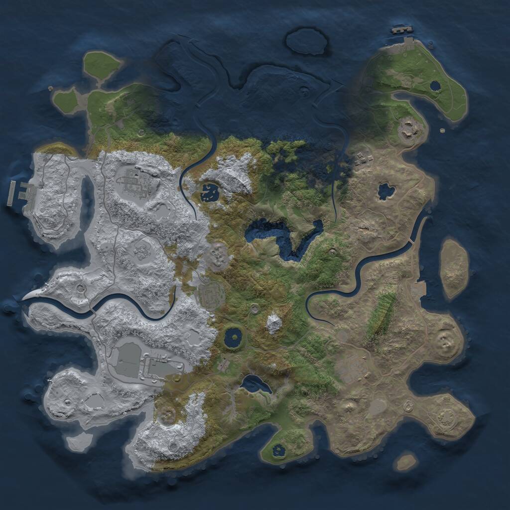 Rust Map: Procedural Map, Size: 4000, Seed: 1008342482, 13 Monuments