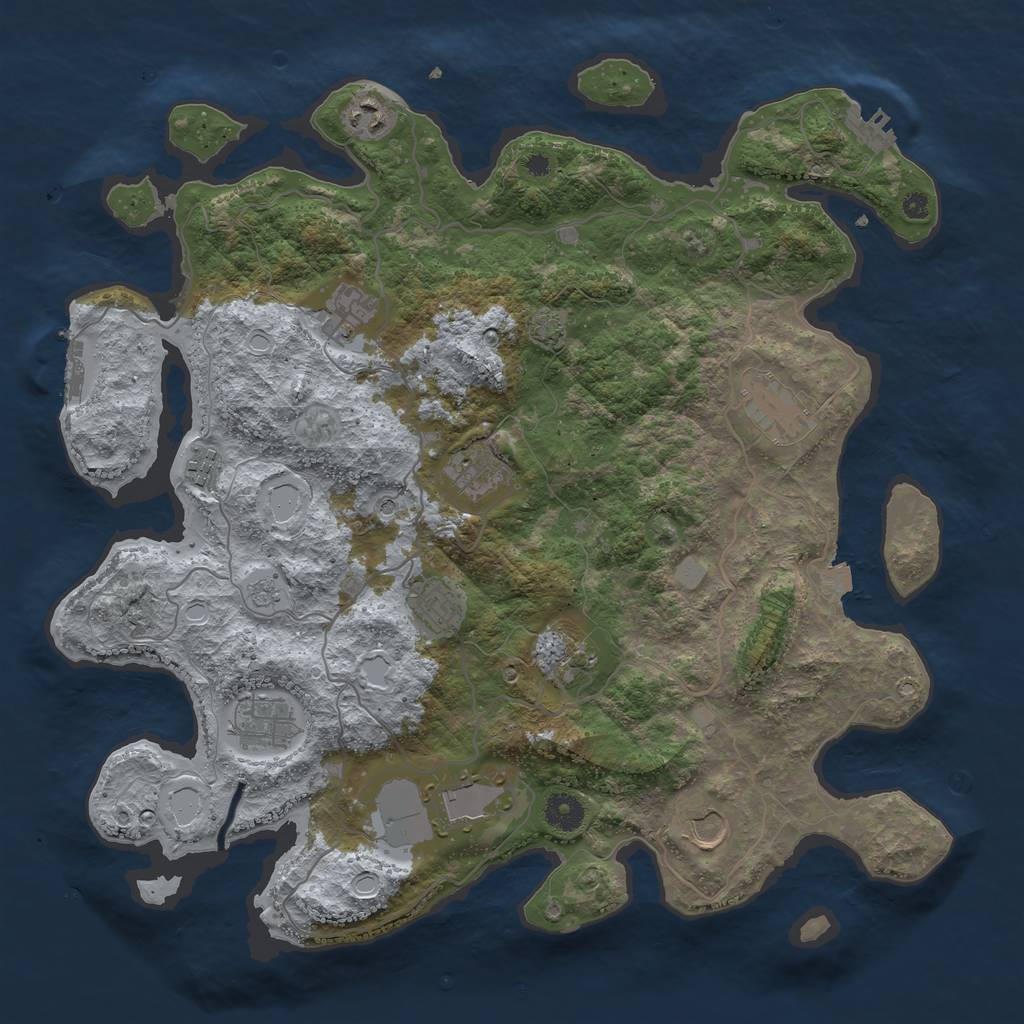 Rust Map: Procedural Map, Size: 4000, Seed: 1008342482, 18 Monuments