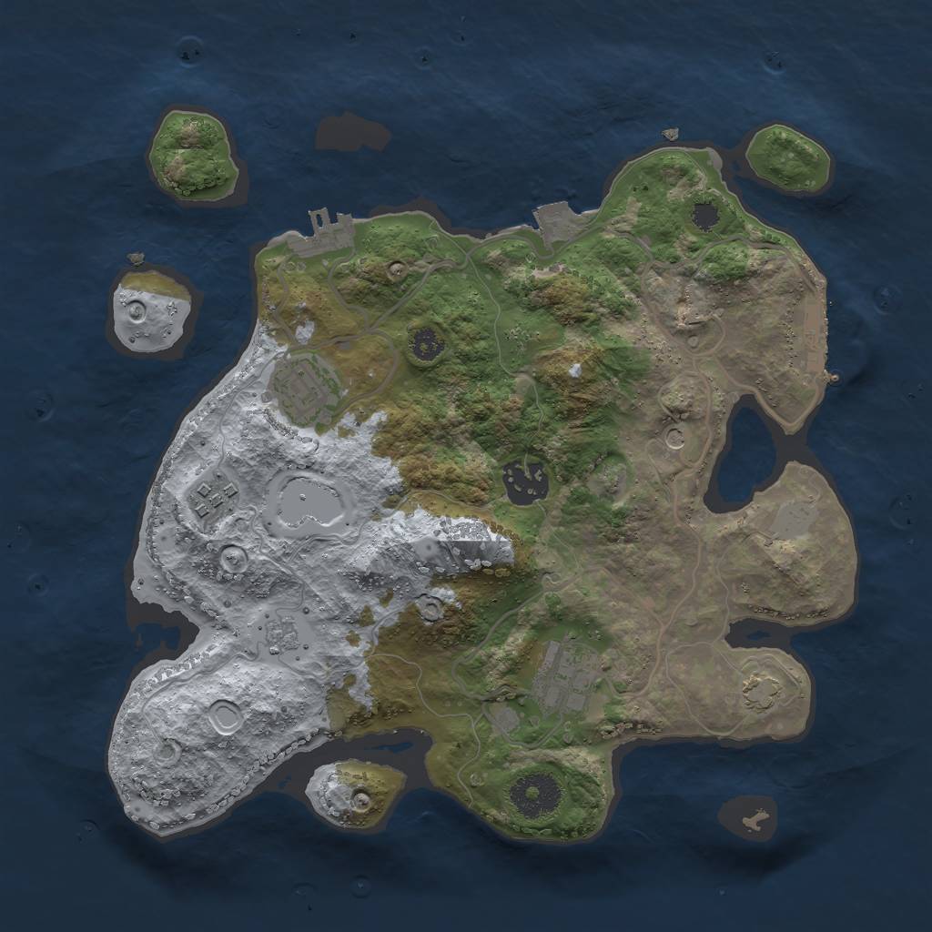Rust Map: Procedural Map, Size: 3000, Seed: 624633, 12 Monuments