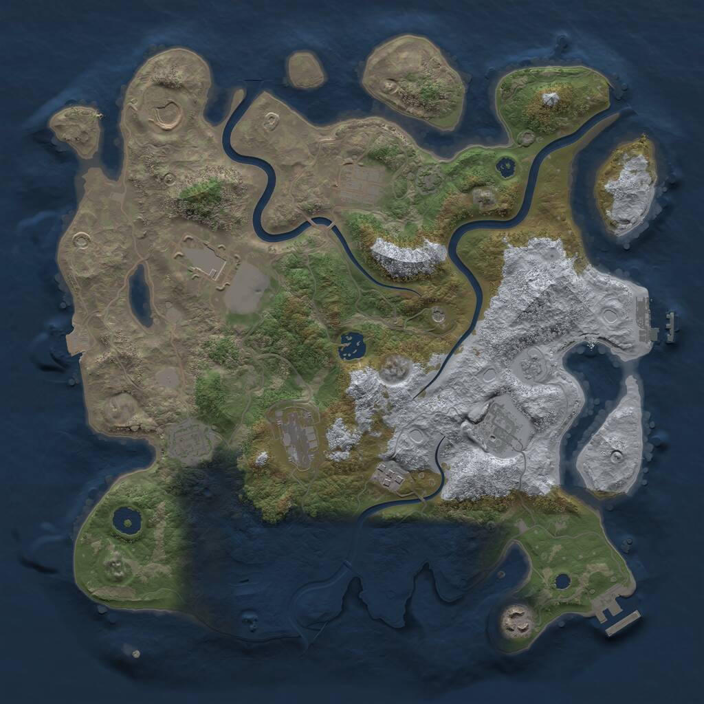 Rust Map: Procedural Map, Size: 3750, Seed: 838936042, 15 Monuments