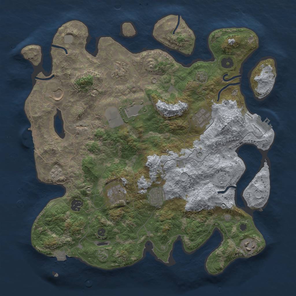 Rust Map: Procedural Map, Size: 3750, Seed: 838936042, 17 Monuments