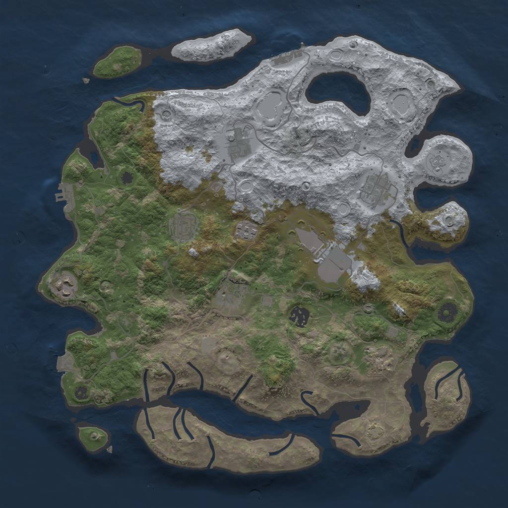 Rust Map: Procedural Map, Size: 3800, Seed: 77278297, 17 Monuments