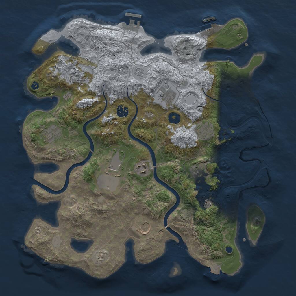 Rust Map: Procedural Map, Size: 3700, Seed: 36472404, 16 Monuments