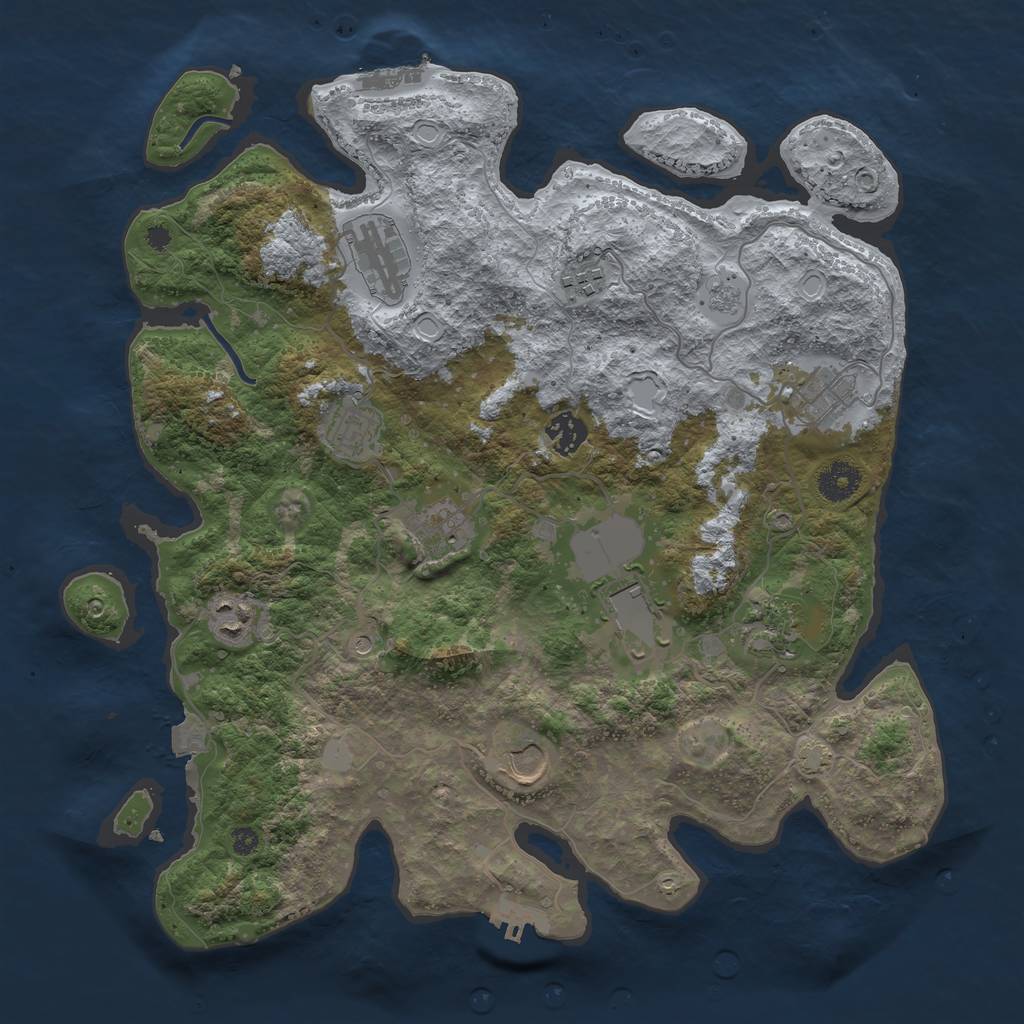 Rust Map: Procedural Map, Size: 3750, Seed: 1702642462, 18 Monuments