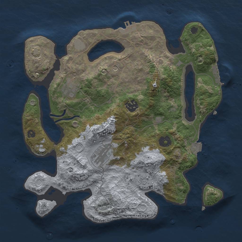 Rust Map: Procedural Map, Size: 3000, Seed: 598853530, 11 Monuments
