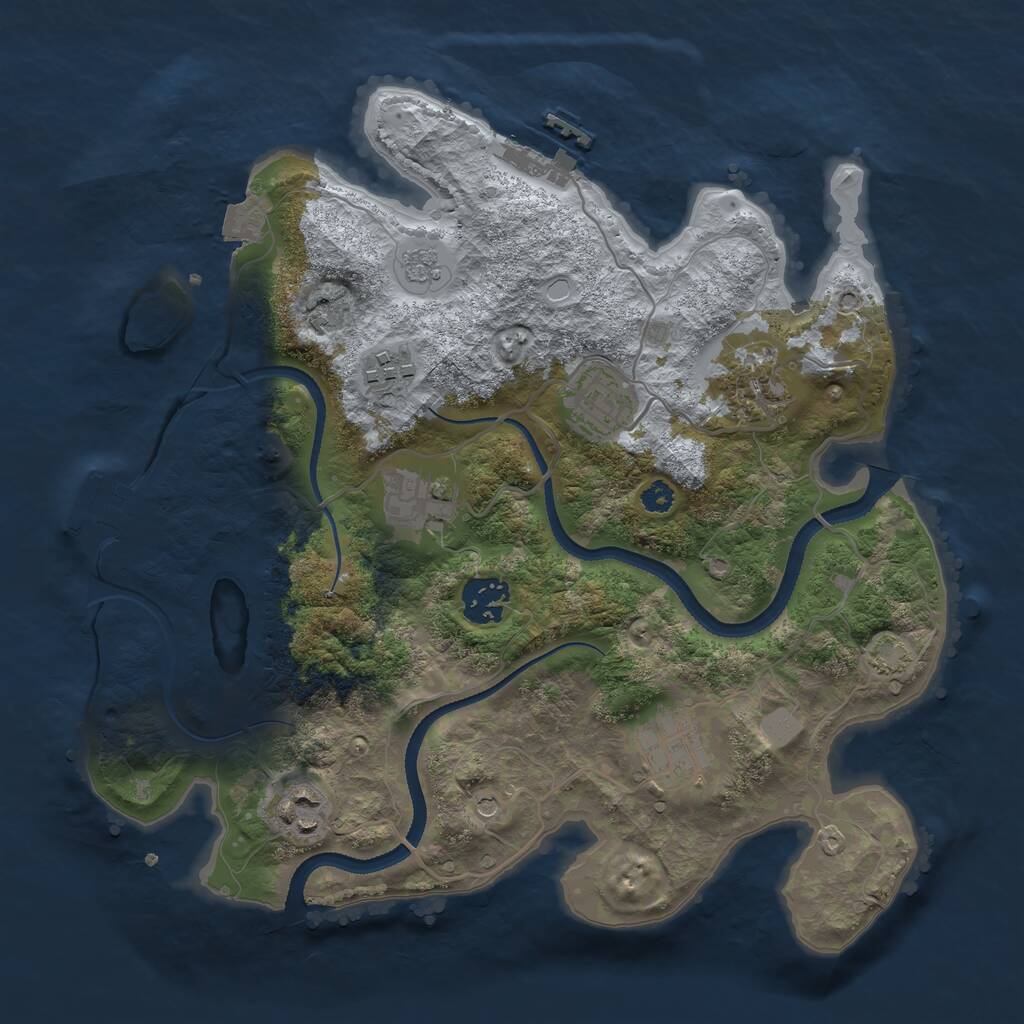 Rust Map: Procedural Map, Size: 3200, Seed: 432837044, 13 Monuments