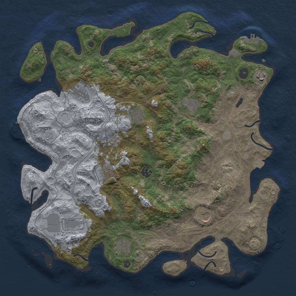 Rust Map: Procedural Map, Size: 4250, Seed: 735501336, 18 Monuments