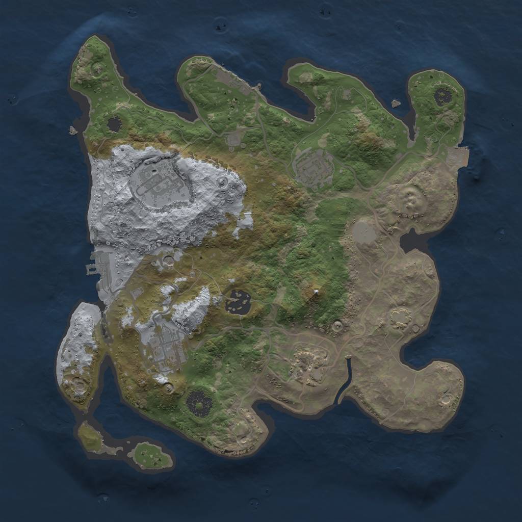 Rust Map: Procedural Map, Size: 3000, Seed: 50468, 12 Monuments