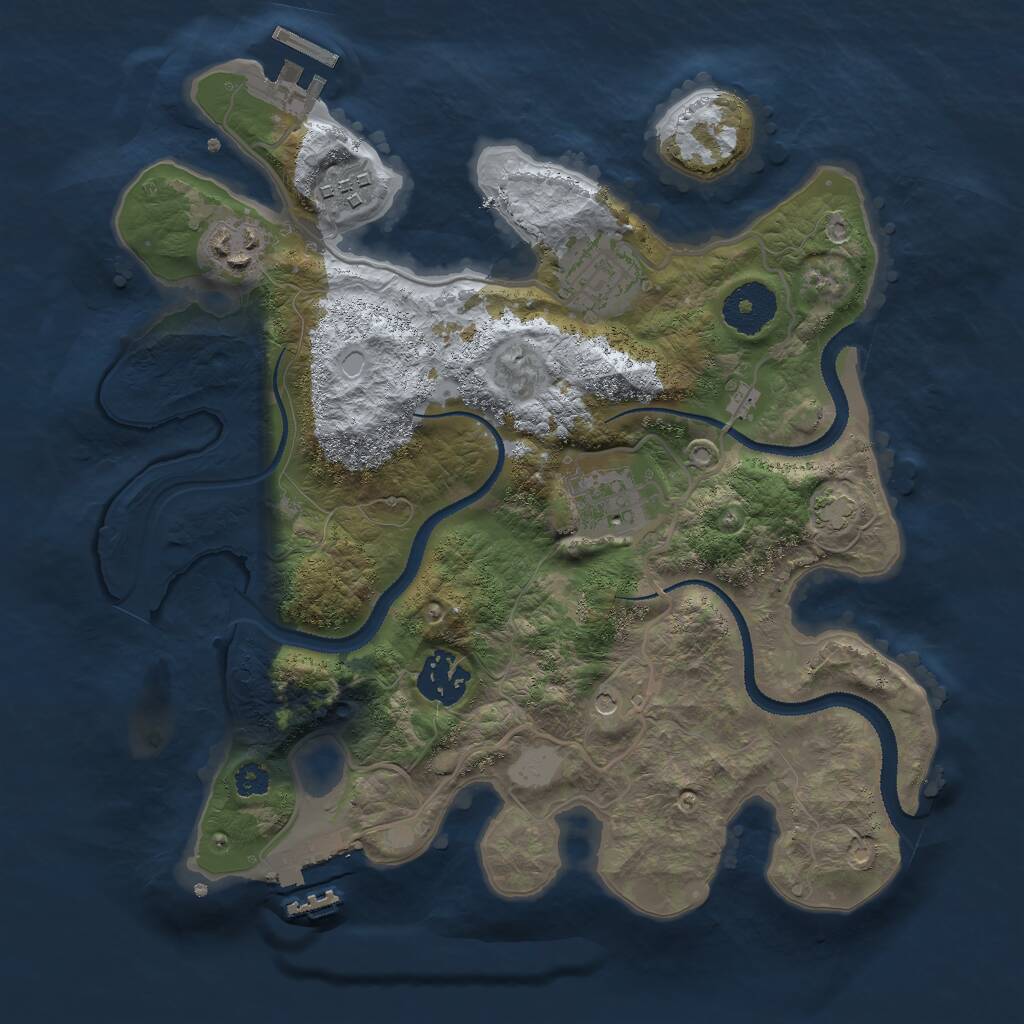 Rust Map: Procedural Map, Size: 3000, Seed: 1759490476, 10 Monuments