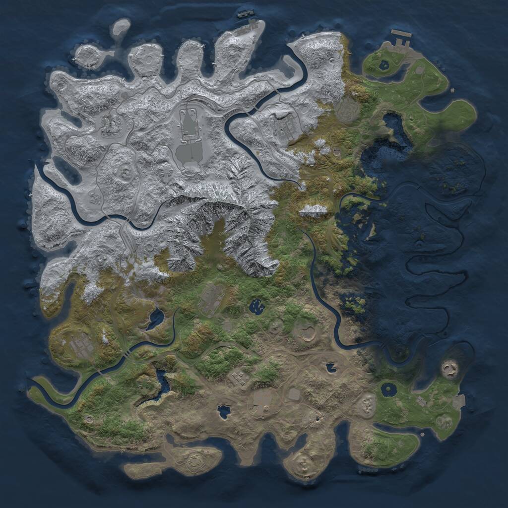 Rust Map: Procedural Map, Size: 5000, Seed: 979721206, 17 Monuments