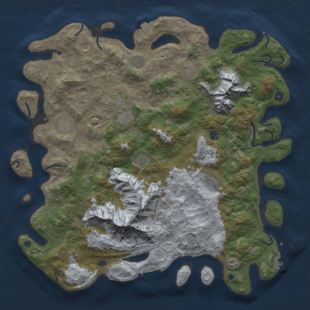 Rust Map: Procedural Map, Size: 5000, Seed: 1735, 19 Monuments