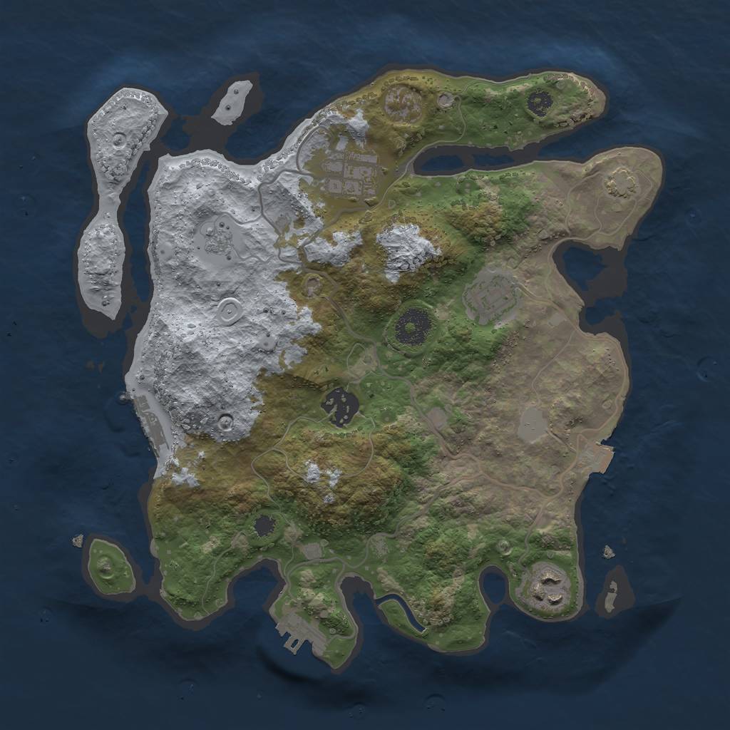 Rust Map: Procedural Map, Size: 3000, Seed: 1092437, 11 Monuments