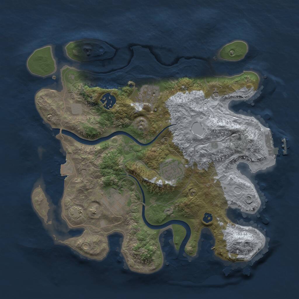 Rust Map: Procedural Map, Size: 3000, Seed: 56735, 8 Monuments