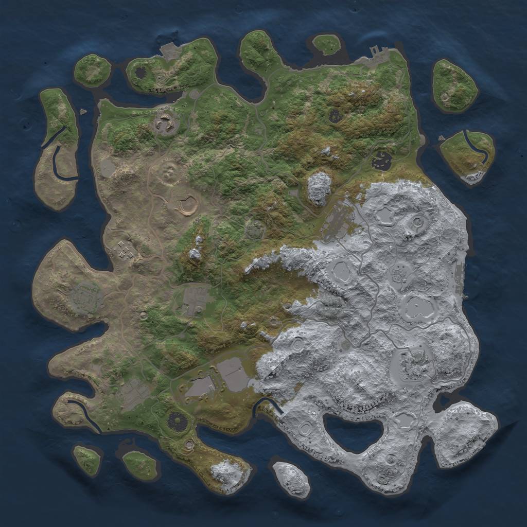 Rust Map: Procedural Map, Size: 4000, Seed: 315084120, 18 Monuments