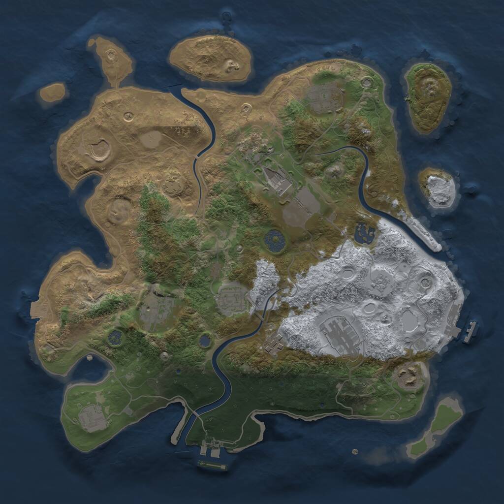 Rust Map: Procedural Map, Size: 3500, Seed: 2114215353, 16 Monuments