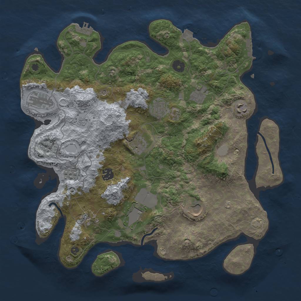 Rust Map: Procedural Map, Size: 3700, Seed: 1684626515, 18 Monuments