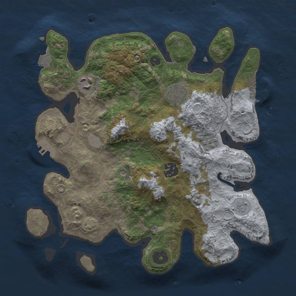 Rust Map: Procedural Map, Size: 3000, Seed: 28661, 12 Monuments