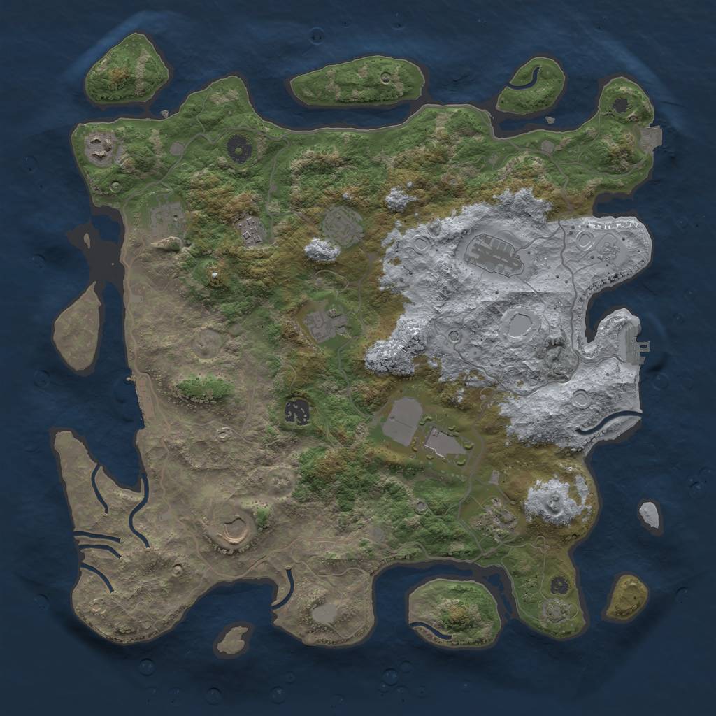 Rust Map: Procedural Map, Size: 4100, Seed: 382339779, 18 Monuments