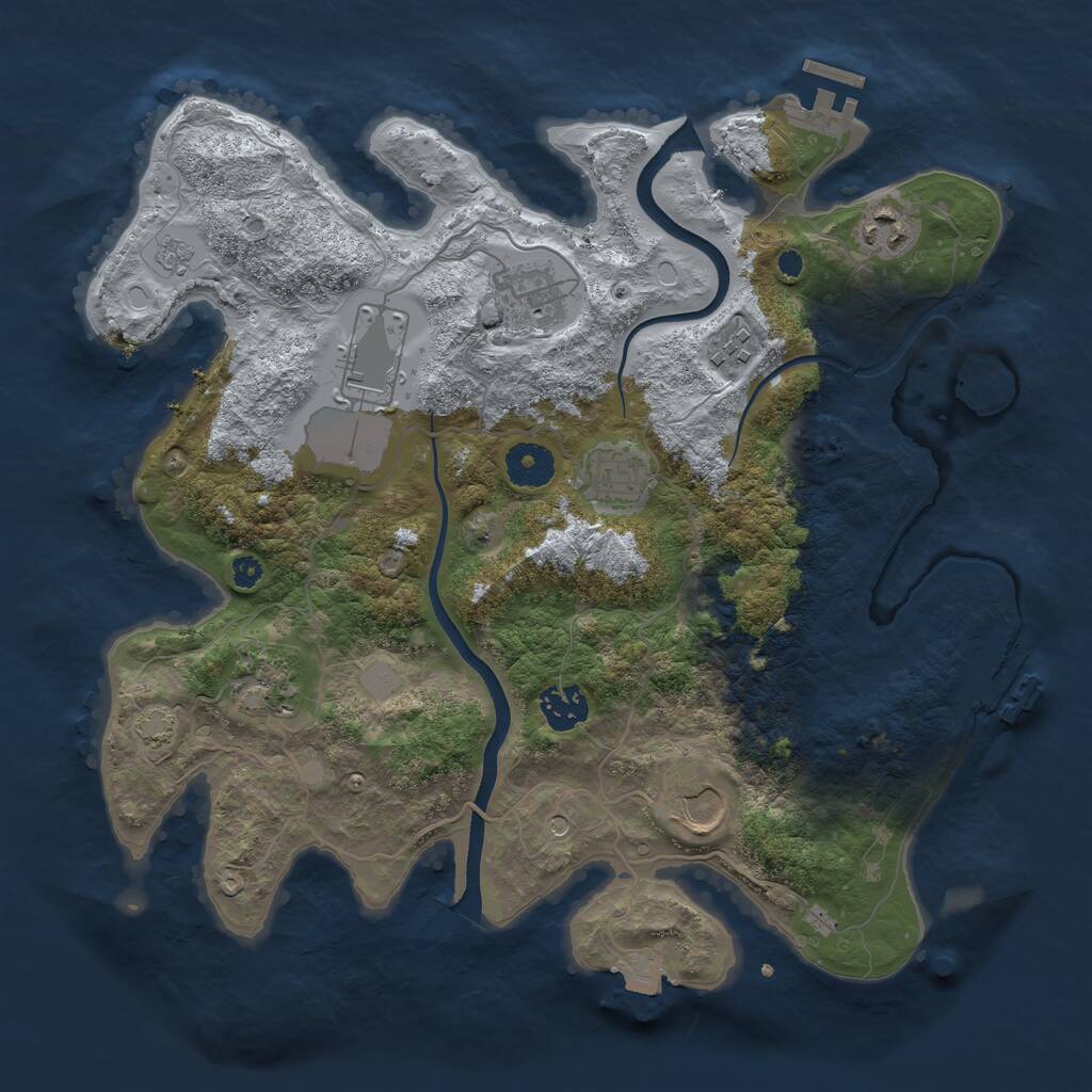 Rust Map: Procedural Map, Size: 3500, Seed: 139382557, 14 Monuments