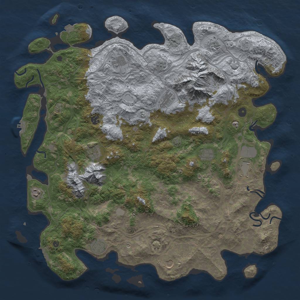 Rust Map: Procedural Map, Size: 5000, Seed: 434, 19 Monuments
