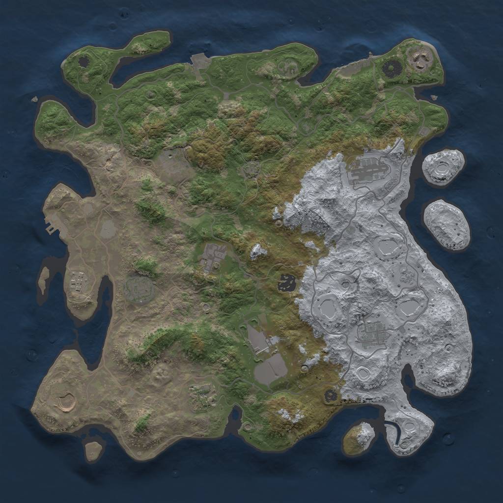 Rust Map: Procedural Map, Size: 4000, Seed: 545995568, 19 Monuments