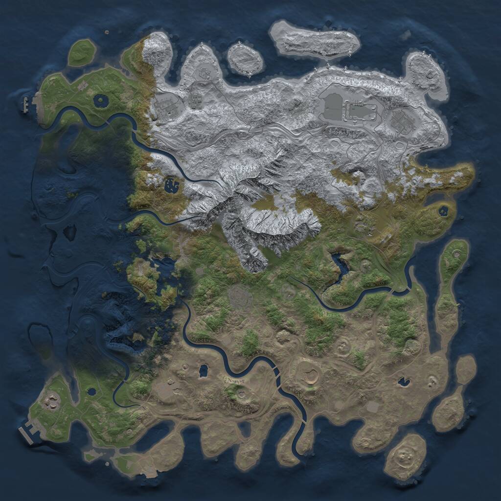 Rust Map: Procedural Map, Size: 5000, Seed: 914442132, 16 Monuments