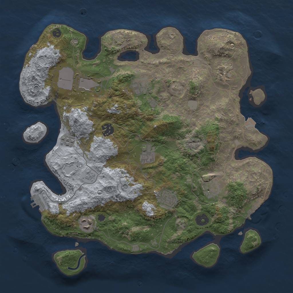 Rust Map: Procedural Map, Size: 3500, Seed: 1987442886, 17 Monuments