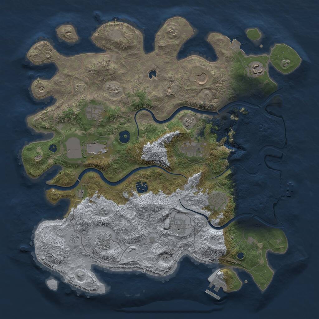 Rust Map: Procedural Map, Size: 4000, Seed: 16852363, 16 Monuments