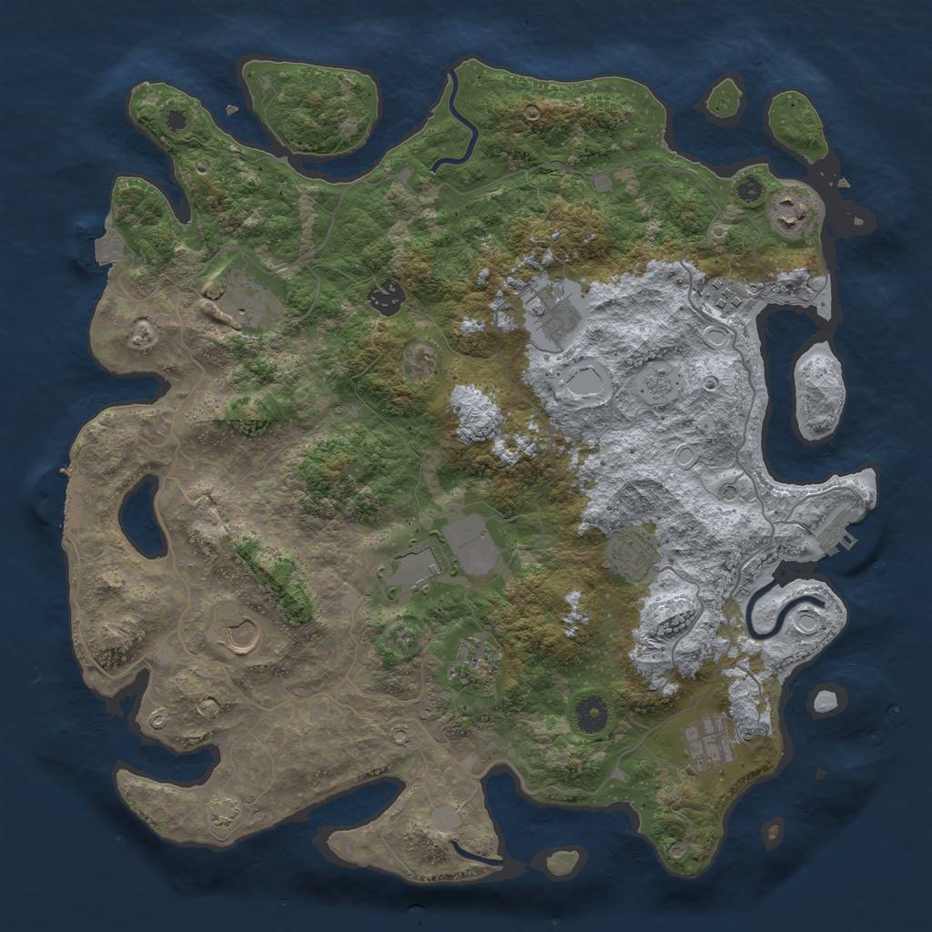 Rust Map: Procedural Map, Size: 4000, Seed: 988271105, 18 Monuments