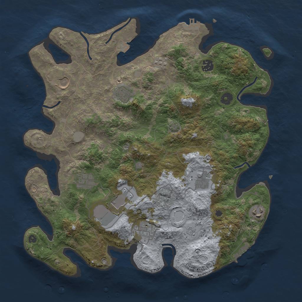 Rust Map: Procedural Map, Size: 3750, Seed: 70366, 17 Monuments