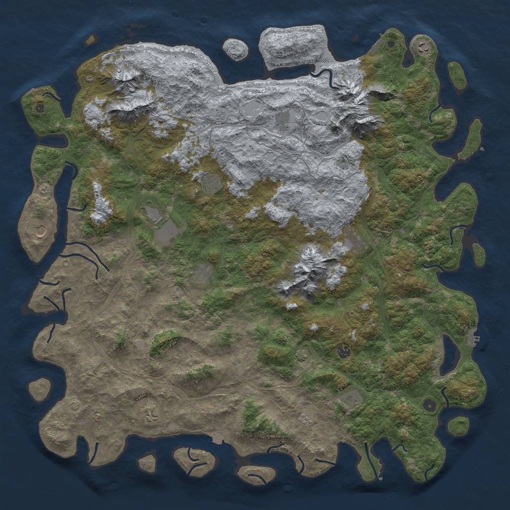 Rust Map: Procedural Map, Size: 6000, Seed: 650739915, 19 Monuments