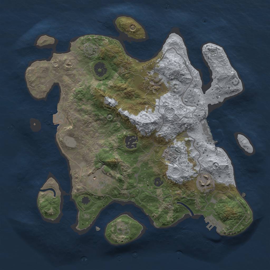 Rust Map: Procedural Map, Size: 3000, Seed: 50355, 12 Monuments