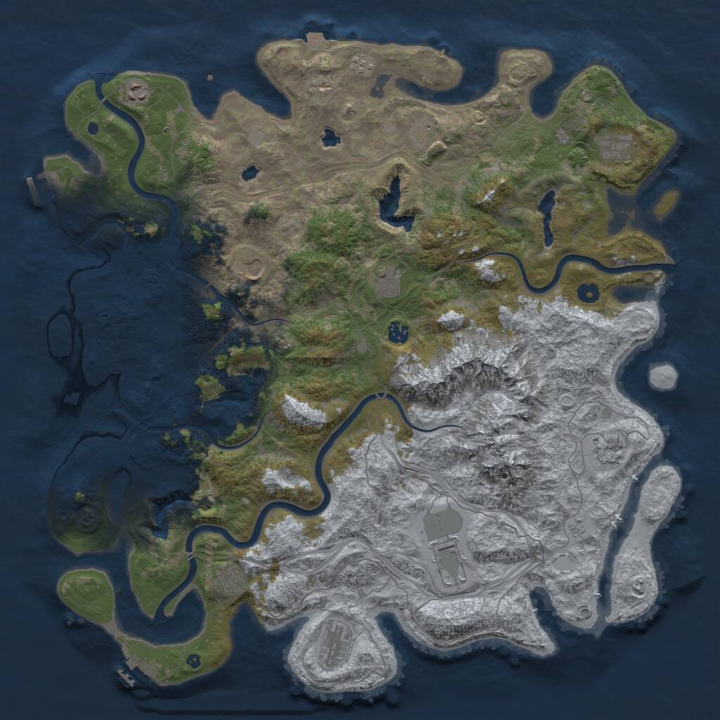 Rust Map: Procedural Map, Size: 5000, Seed: 36394440, 17 Monuments
