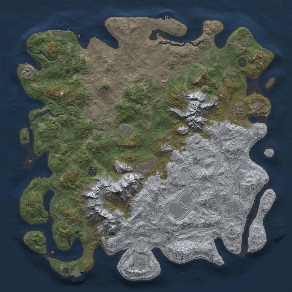 Rust Map: Procedural Map, Size: 5000, Seed: 36394440, 19 Monuments