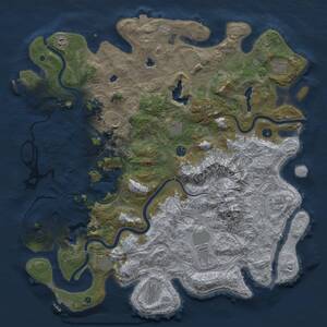 Thumbnail Rust Map: Procedural Map, Size: 5000, Seed: 36394440, 17 Monuments