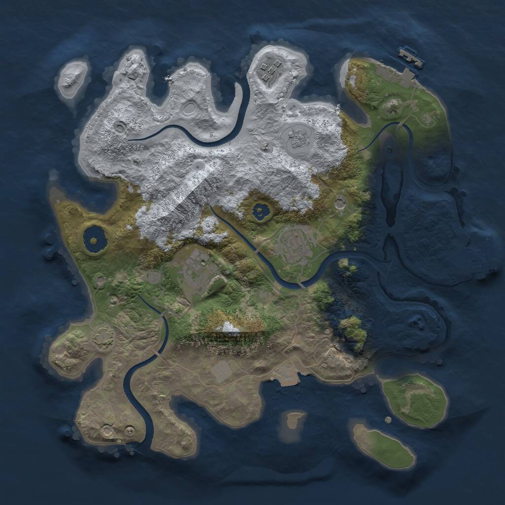 Rust Map: Procedural Map, Size: 3000, Seed: 92728, 9 Monuments