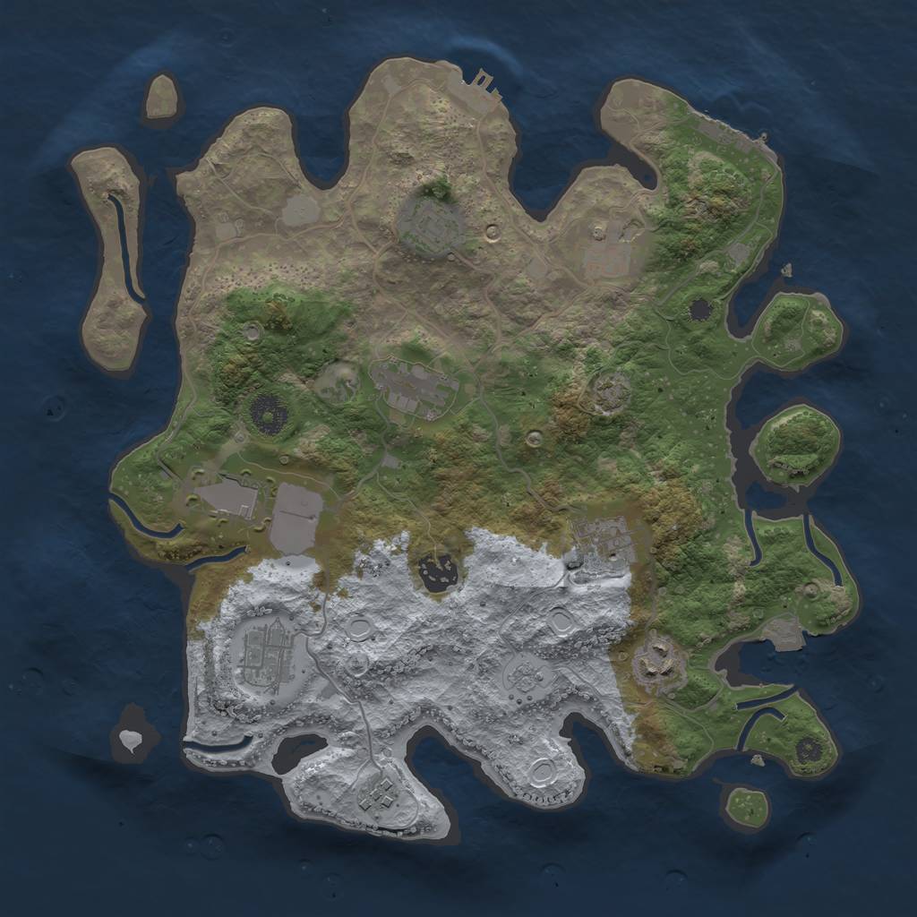 Rust Map: Procedural Map, Size: 3500, Seed: 866073902, 16 Monuments