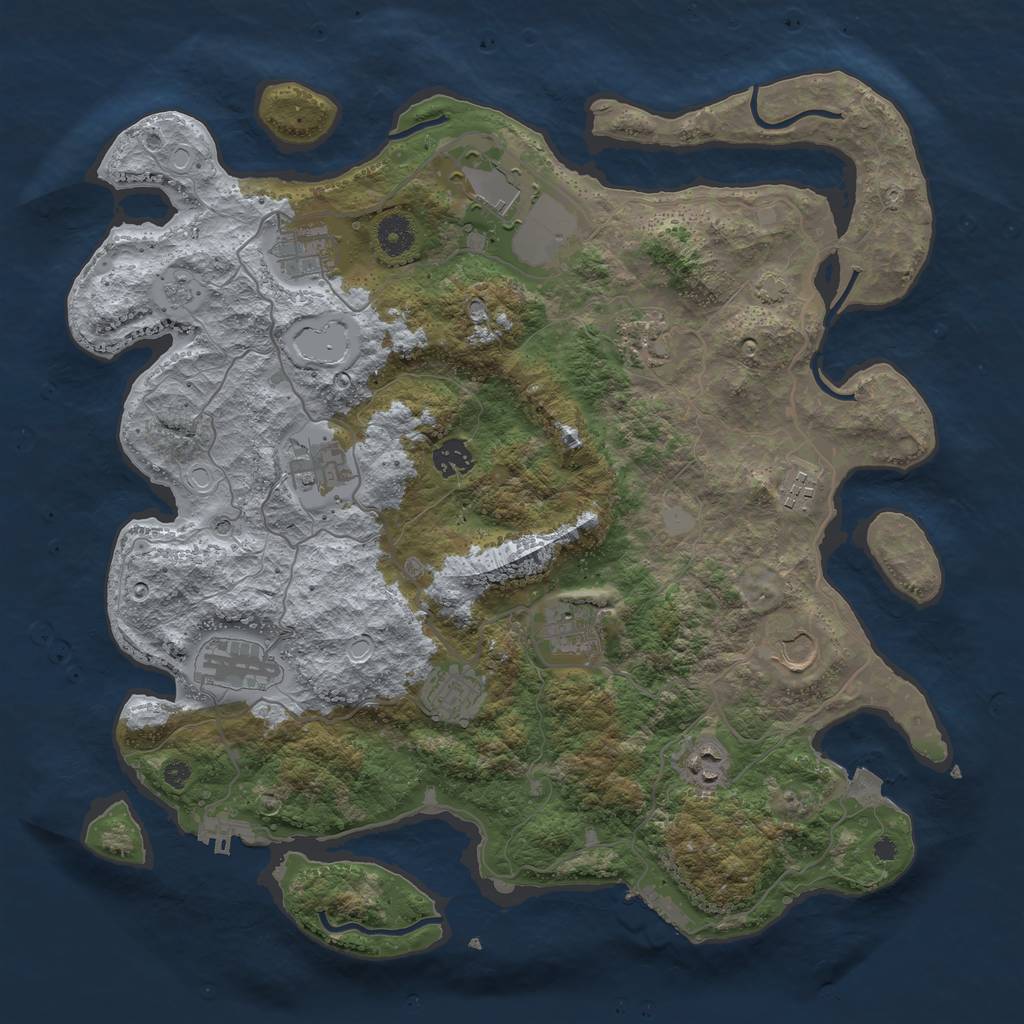 Rust Map: Procedural Map, Size: 4000, Seed: 1141266861, 19 Monuments