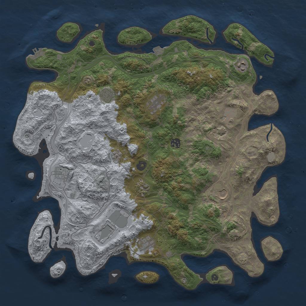 Rust Map: Procedural Map, Size: 4500, Seed: 858837151, 18 Monuments