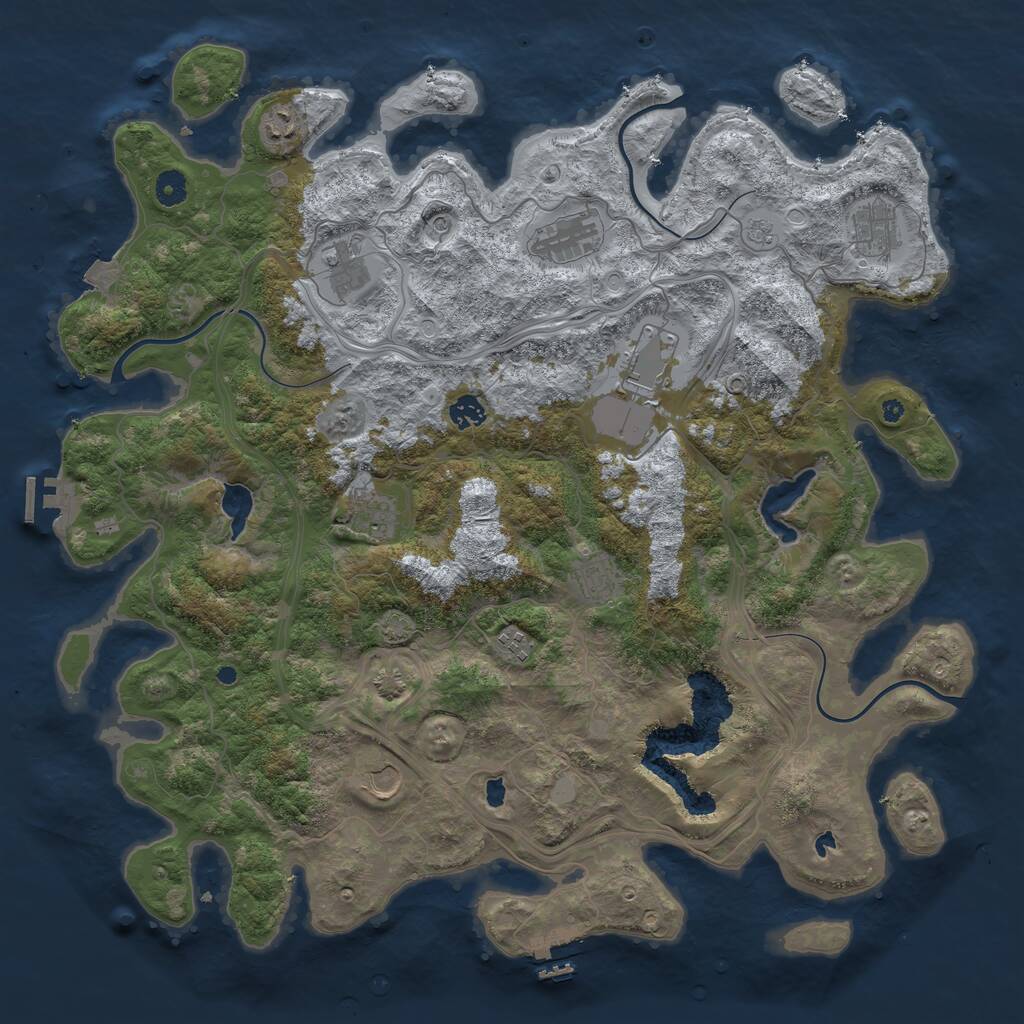 Rust Map: Procedural Map, Size: 4500, Seed: 1344003289, 16 Monuments