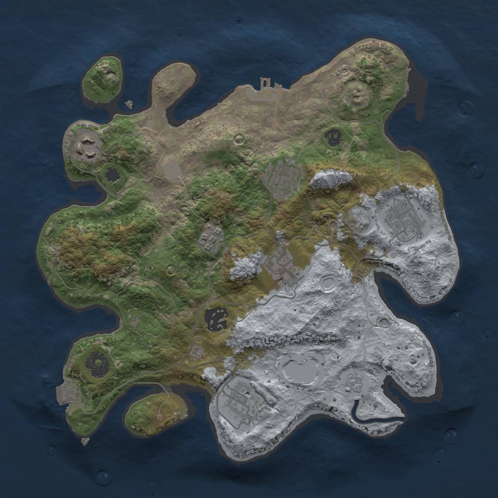 Rust Map: Procedural Map, Size: 3000, Seed: 1391205601, 12 Monuments