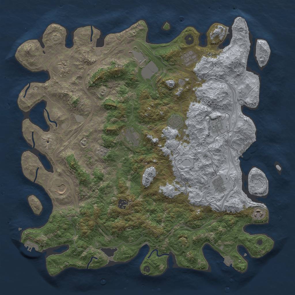 Rust Map: Procedural Map, Size: 4500, Seed: 37216643, 19 Monuments