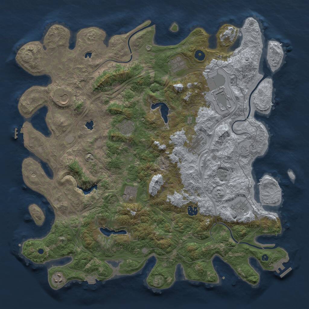 Rust Map: Procedural Map, Size: 4500, Seed: 37216643, 16 Monuments