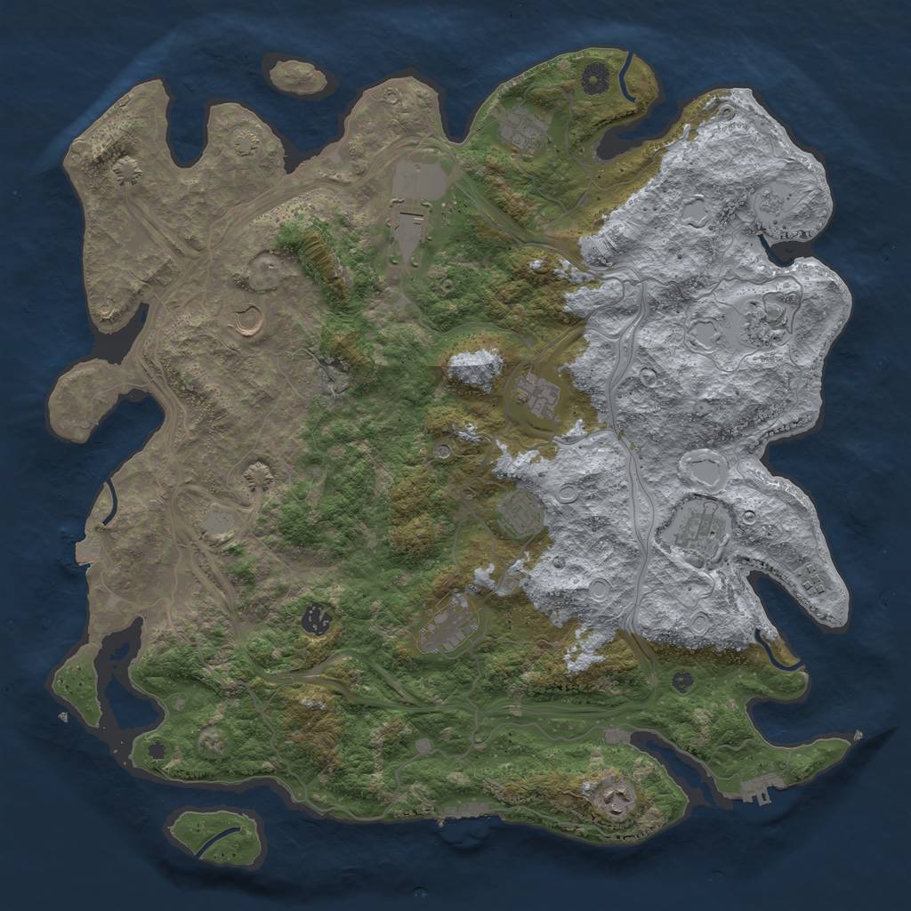 Rust Map: Procedural Map, Size: 4500, Seed: 98974358, 19 Monuments
