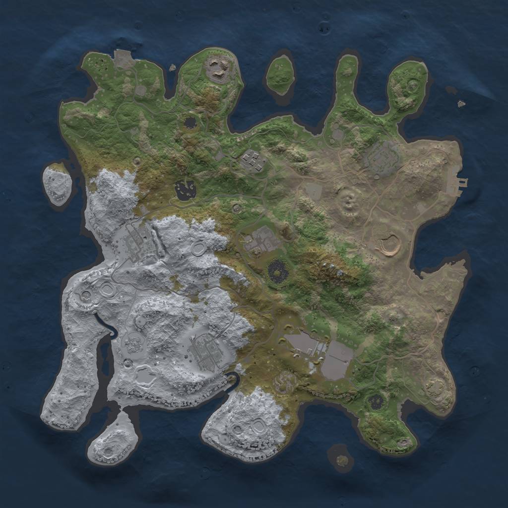 Rust Map: Procedural Map, Size: 3500, Seed: 171686433, 16 Monuments