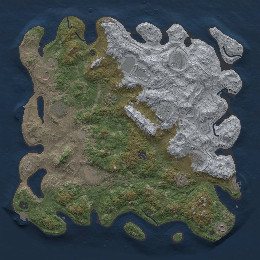 Rust Map: Procedural Map, Size: 4500, Seed: 398235594, 19 Monuments