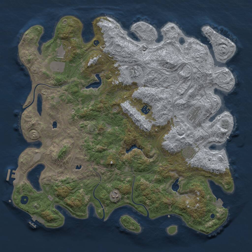 Rust Map: Procedural Map, Size: 4500, Seed: 398235594, 13 Monuments