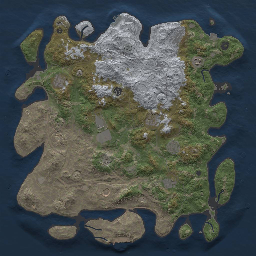 Rust Map: Procedural Map, Size: 4500, Seed: 2111687425, 19 Monuments